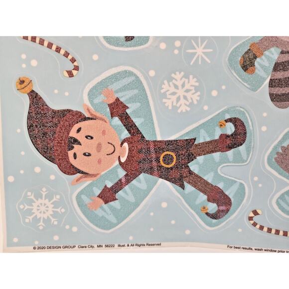 Christmas Window Clings Sticker Decals Holiday Glitter Flocked Santa Friends U13 - Picture 3 of 4